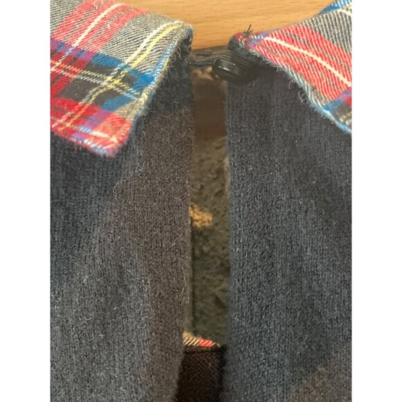 J.Crew Womens Black Sweater With Red/Blue Plaid Collar & Hem Size M 100% Cotton - Picture 9 of 9